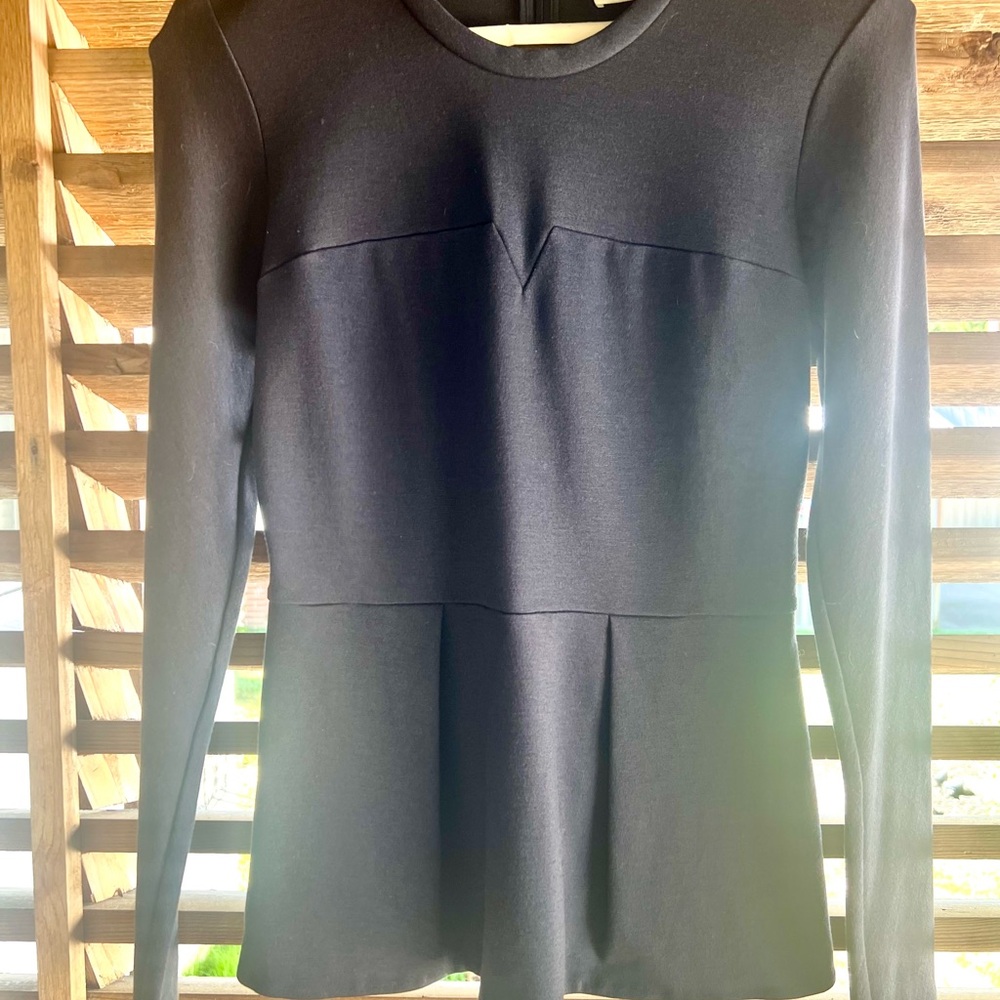 3.1 Phillip Lim Navy Knit Peplum Tailored Structured Long Sleeve New